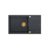 QUADRON EVAN 136 XL GraniteQ zlewozmywak z syfonem Push To Open 1-komorowy z/o (860x500x210; kom. 420x490) black diamond / elementy miedziane HCQE58650U8PVDC1P2O